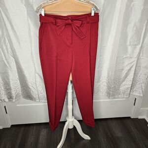 NWT LOFT Cherry Red Women's Trousers with Belt